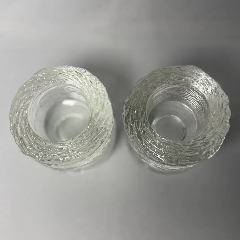 Set of 2 Simon Pearce Echo Lake Wrapped Glass Tealight Votive Candle Holders